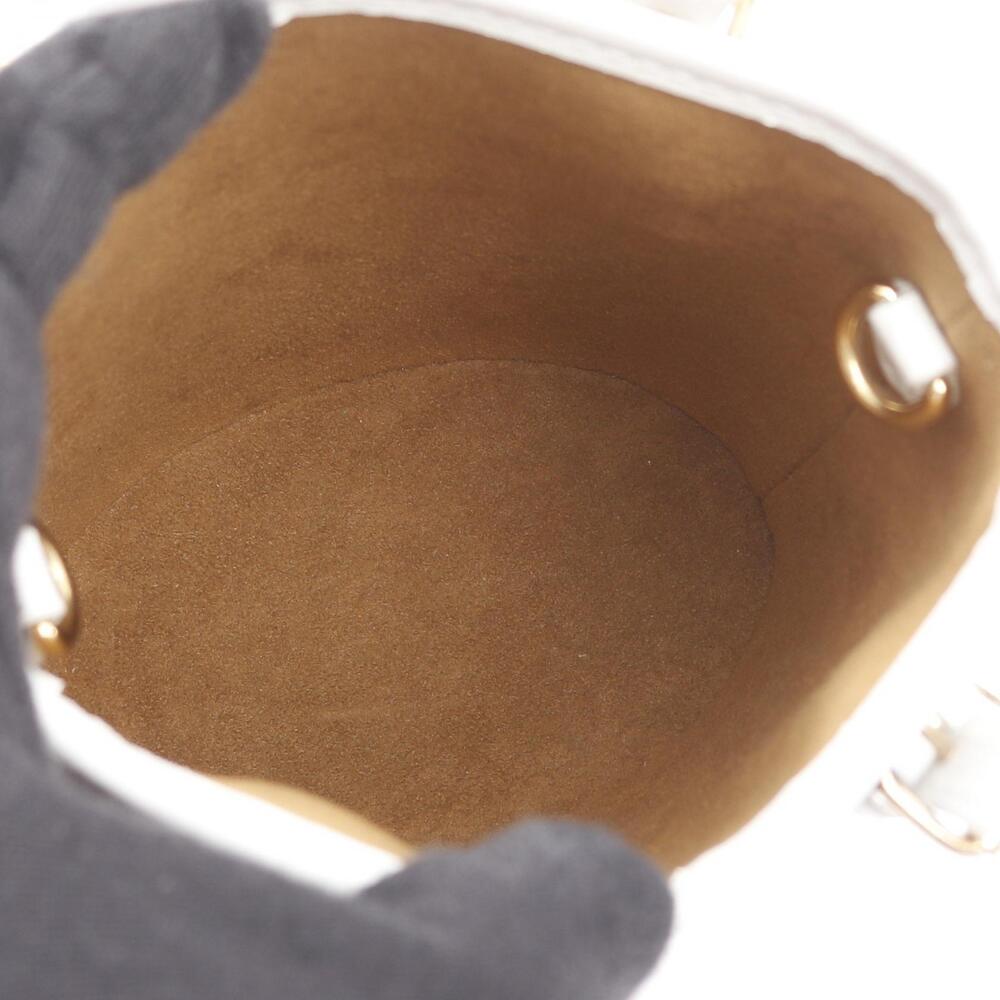 Louis Vuitton Bucket Handbag Monogram Leather Brown Canvas White